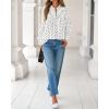 imageBTFBM Womens Tops Dressy Casual Fall 2025 Boho Floral V Neck Long Sleeve Half Button Down Shirt Work Business BlousesDot White Black