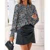 imageBTFBM Womens Tops Dressy Casual Fall 2025 Boho Floral V Neck Long Sleeve Half Button Down Shirt Work Business BlousesFloral Black Blue