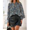 imageBTFBM Womens Tops Dressy Casual Fall 2025 Boho Floral V Neck Long Sleeve Half Button Down Shirt Work Business BlousesFloral Black Blue