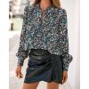 imageBTFBM Womens Tops Dressy Casual Fall 2025 Boho Floral V Neck Long Sleeve Half Button Down Shirt Work Business BlousesFloral Black Blue