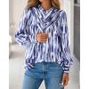 imageBTFBM Womens Tops Dressy Casual Fall 2025 Boho Floral V Neck Long Sleeve Half Button Down Shirt Work Business BlousesStriped White Blue