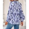 imageBTFBM Womens Tops Dressy Casual Fall 2025 Boho Floral V Neck Long Sleeve Half Button Down Shirt Work Business BlousesStriped White Blue