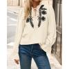 imageBTFBM Womens Tops Dressy Casual Fall 2025 Boho V Neck Ruffle Long Sleeve Shirts Floral Embroidered Work Business BlousesBeige