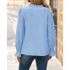 imageBTFBM Womens Tops Dressy Casual Fall 2025 Boho V Neck Ruffle Long Sleeve Shirts Floral Embroidered Work Business BlousesBlue