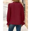 imageBTFBM Womens Tops Dressy Casual Fall 2025 Boho V Neck Ruffle Long Sleeve Shirts Floral Embroidered Work Business BlousesBurgundy