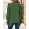 imageBTFBM Womens Tops Dressy Casual Fall 2025 Boho V Neck Ruffle Long Sleeve Shirts Floral Embroidered Work Business BlousesGreen