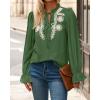 imageBTFBM Womens Tops Dressy Casual Fall 2025 Boho V Neck Ruffle Long Sleeve Shirts Floral Embroidered Work Business BlousesGreen