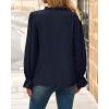 imageBTFBM Womens Tops Dressy Casual Fall 2025 Boho V Neck Ruffle Long Sleeve Shirts Floral Embroidered Work Business BlousesNavy