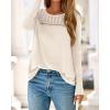imageBTFBM Womens Tops Lace Long Sleeve Shirts Boho Cute Business Dressy Casual Blouses Fall Outfits 2025 Fashion ClothingBeige