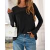 imageBTFBM Womens Tops Lace Long Sleeve Shirts Boho Cute Business Dressy Casual Blouses Fall Outfits 2025 Fashion ClothingBlack