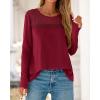 imageBTFBM Womens Tops Lace Long Sleeve Shirts Boho Cute Business Dressy Casual Blouses Fall Outfits 2025 Fashion ClothingBurgundy