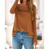 imageBTFBM Womens Tops Lace Long Sleeve Shirts Boho Cute Business Dressy Casual Blouses Fall Outfits 2025 Fashion ClothingOrange Brown