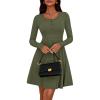 imageBTFBM Casual Fall Dresses for Women 2025 Long Sleeve Ribbed Button Down Empire Waist A Line Winter Wedding Guest DressArmy Green