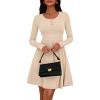 imageBTFBM Casual Fall Dresses for Women 2025 Long Sleeve Ribbed Button Down Empire Waist A Line Winter Wedding Guest DressBeige