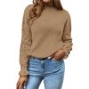 imageBTFBM Fall Sweaters for Women 2025 Crew Neck Long Sleeve Hollow Out Swiss Dot Knit Casual Pullover Tops Fashion ClothingKhaki