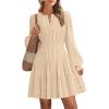 imageBTFBM Mini Dresses for Women 2025 Casual Lightweight Long Sleeve V Neck A Line Elastic Waist Party Holiday DressApricot