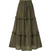 imageBTFBM Womens Long Summer Skirt 2025 Elegant High Waist Cocktail Party Wedding Guest Dress Flared ALine Midi SkirtsArmy Green