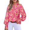 imageBTFBM Womens Tops Dressy Casual Fall 2025 Boho Floral V Neck Long Sleeve Half Button Down Shirt Work Business BlousesBig Floral Red