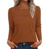 imageBTFBM Womens Tops Lace Long Sleeve Shirts Boho Cute Business Dressy Casual Blouses Fall Outfits 2025 Fashion ClothingOrange Brown