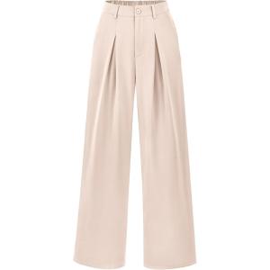 imageBTFBM Women High Waist Palazzo Pants Fall 2025 Casual Wide Leg Trousers Loose Work Office Business Suit Pant PocketsBeige