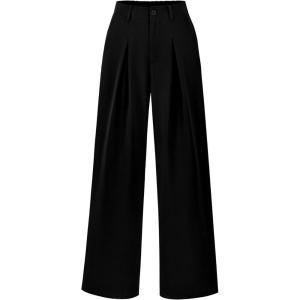imageBTFBM Women High Waist Palazzo Pants Fall 2025 Casual Wide Leg Trousers Loose Work Office Business Suit Pant PocketsBlack