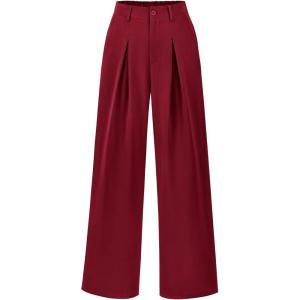 imageBTFBM Women High Waist Palazzo Pants Fall 2025 Casual Wide Leg Trousers Loose Work Office Business Suit Pant PocketsBurgundy