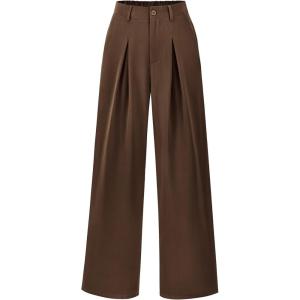 imageBTFBM Women High Waist Palazzo Pants Fall 2025 Casual Wide Leg Trousers Loose Work Office Business Suit Pant PocketsCoffee