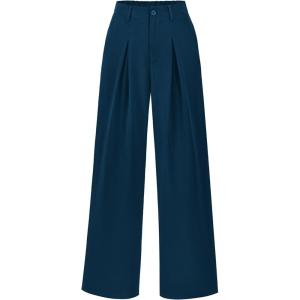 imageBTFBM Women High Waist Palazzo Pants Fall 2025 Casual Wide Leg Trousers Loose Work Office Business Suit Pant PocketsDark Blue