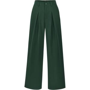 imageBTFBM Women High Waist Palazzo Pants Fall 2025 Casual Wide Leg Trousers Loose Work Office Business Suit Pant PocketsDark Green