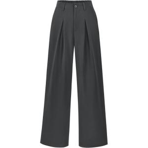 imageBTFBM Women High Waist Palazzo Pants Fall 2025 Casual Wide Leg Trousers Loose Work Office Business Suit Pant PocketsDark Grey