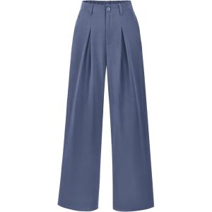 imageBTFBM Women High Waist Palazzo Pants Fall 2025 Casual Wide Leg Trousers Loose Work Office Business Suit Pant PocketsGrey Blue