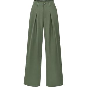 imageBTFBM Women High Waist Palazzo Pants Fall 2025 Casual Wide Leg Trousers Loose Work Office Business Suit Pant PocketsGrey Green