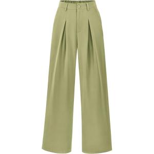 imageBTFBM Women High Waist Palazzo Pants Fall 2025 Casual Wide Leg Trousers Loose Work Office Business Suit Pant PocketsLight Green