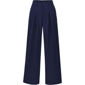 imageBTFBM Women High Waist Palazzo Pants Fall 2025 Casual Wide Leg Trousers Loose Work Office Business Suit Pant PocketsNavy