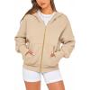 imageBTFBM Zip Up Hoodie Women Long Sleeve Fall Fashion Sweatshirt Fleece Y2K Hooded Jacket 2025 Trendy Winter ClothesApricot