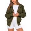 imageBTFBM Zip Up Hoodie Women Long Sleeve Fall Fashion Sweatshirt Fleece Y2K Hooded Jacket 2025 Trendy Winter ClothesArmy Green
