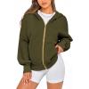 imageBTFBM Zip Up Hoodie Women Long Sleeve Fall Fashion Sweatshirt Fleece Y2K Hooded Jacket 2025 Trendy Winter ClothesArmy Green