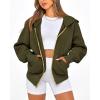 imageBTFBM Zip Up Hoodie Women Long Sleeve Fall Fashion Sweatshirt Fleece Y2K Hooded Jacket 2025 Trendy Winter ClothesArmy Green