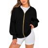 imageBTFBM Zip Up Hoodie Women Long Sleeve Fall Fashion Sweatshirt Fleece Y2K Hooded Jacket 2025 Trendy Winter ClothesBlack