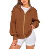 imageBTFBM Zip Up Hoodie Women Long Sleeve Fall Fashion Sweatshirt Fleece Y2K Hooded Jacket 2025 Trendy Winter ClothesBrown