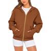 imageBTFBM Zip Up Hoodie Women Long Sleeve Fall Fashion Sweatshirt Fleece Y2K Hooded Jacket 2025 Trendy Winter ClothesBrown