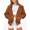imageBTFBM Zip Up Hoodie Women Long Sleeve Fall Fashion Sweatshirt Fleece Y2K Hooded Jacket 2025 Trendy Winter ClothesBrown