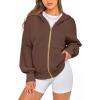 imageBTFBM Zip Up Hoodie Women Long Sleeve Fall Fashion Sweatshirt Fleece Y2K Hooded Jacket 2025 Trendy Winter ClothesDark Coffee