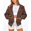 imageBTFBM Zip Up Hoodie Women Long Sleeve Fall Fashion Sweatshirt Fleece Y2K Hooded Jacket 2025 Trendy Winter ClothesDark Coffee