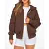 imageBTFBM Zip Up Hoodie Women Long Sleeve Fall Fashion Sweatshirt Fleece Y2K Hooded Jacket 2025 Trendy Winter ClothesDark Coffee