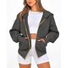 imageBTFBM Zip Up Hoodie Women Long Sleeve Fall Fashion Sweatshirt Fleece Y2K Hooded Jacket 2025 Trendy Winter ClothesDark Grey