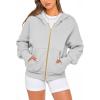 imageBTFBM Zip Up Hoodie Women Long Sleeve Fall Fashion Sweatshirt Fleece Y2K Hooded Jacket 2025 Trendy Winter ClothesGrey