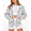 imageBTFBM Zip Up Hoodie Women Long Sleeve Fall Fashion Sweatshirt Fleece Y2K Hooded Jacket 2025 Trendy Winter ClothesGrey