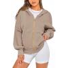 imageBTFBM Zip Up Hoodie Women Long Sleeve Fall Fashion Sweatshirt Fleece Y2K Hooded Jacket 2025 Trendy Winter ClothesGrey Khaki