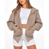 imageBTFBM Zip Up Hoodie Women Long Sleeve Fall Fashion Sweatshirt Fleece Y2K Hooded Jacket 2025 Trendy Winter ClothesGrey Khaki